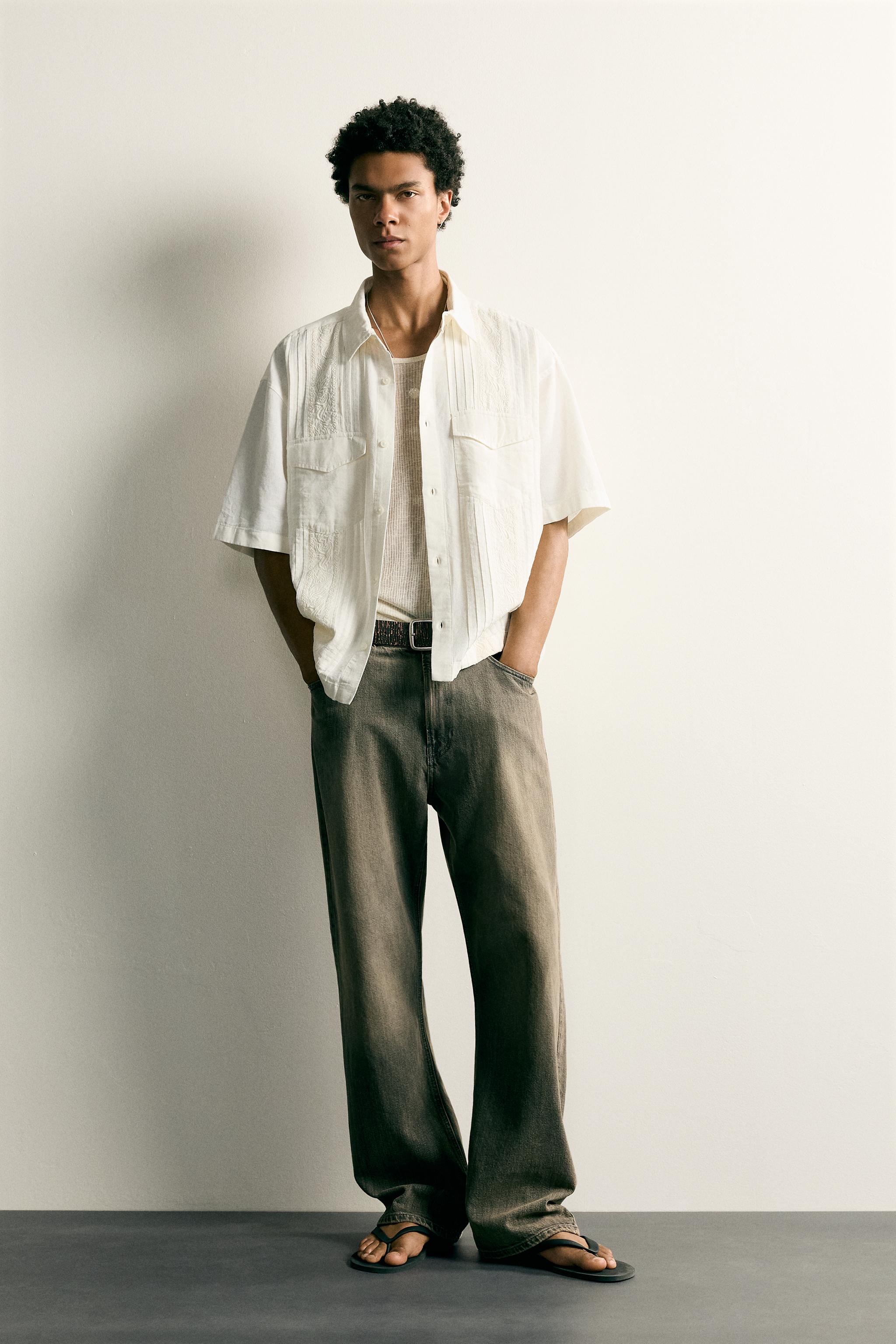 RELAXED FIT EMBROIDERED PLEAT SHIRT